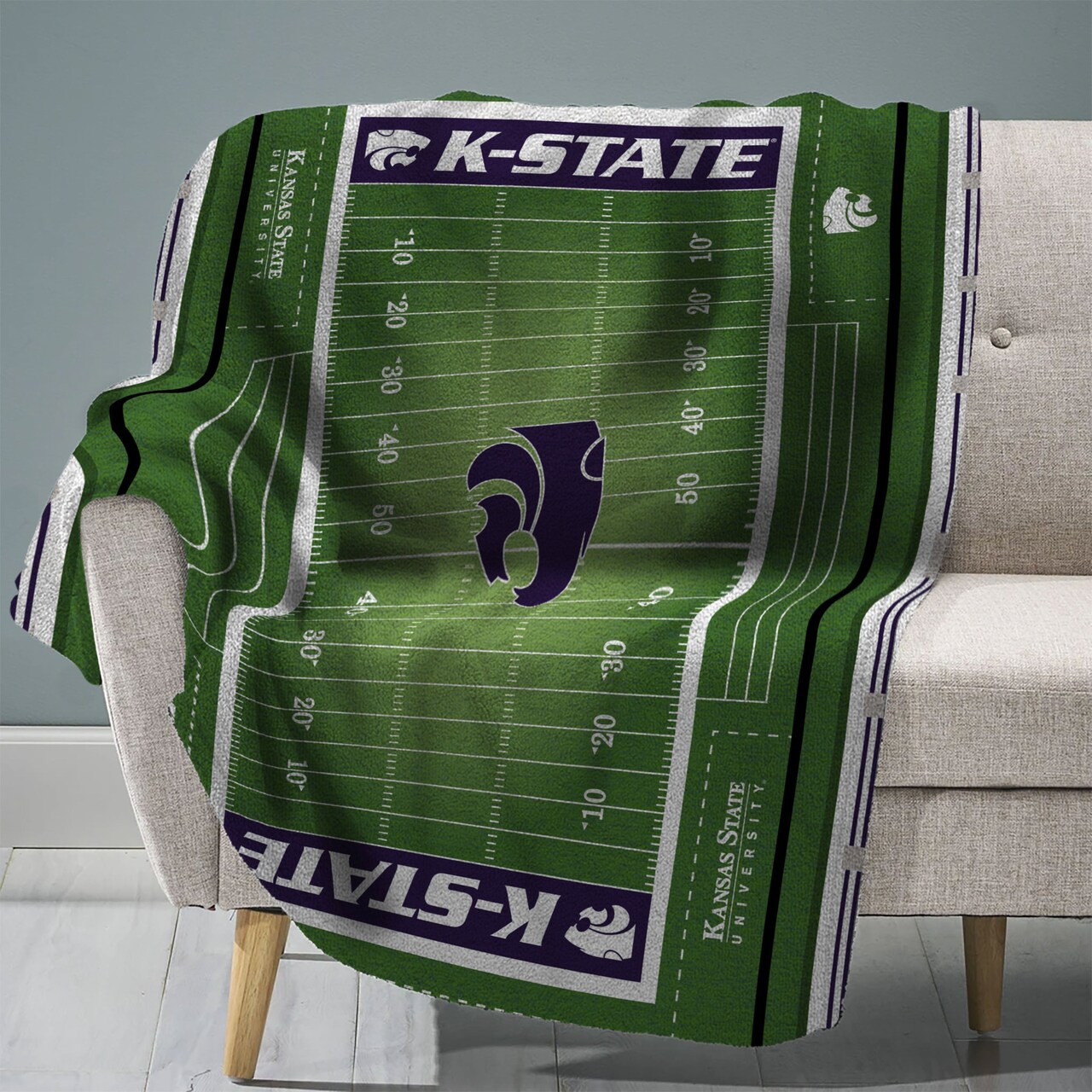 Sleep Squad Kansas State Wildcats Football Field 60” x 80” Throw College Blanket